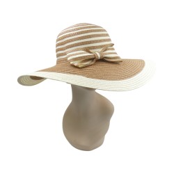 Γυναικείο καπέλο ψάθινο με φιόγκο καφέ