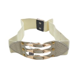 Γυναικεία ελαστική φαρδιά ιβουάρ ζώνη με κούμπωμα πίσω