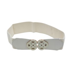 Γυναικεία ελαστική φαρδιά λευκή ζώνη με σχέδιο στον τοκά