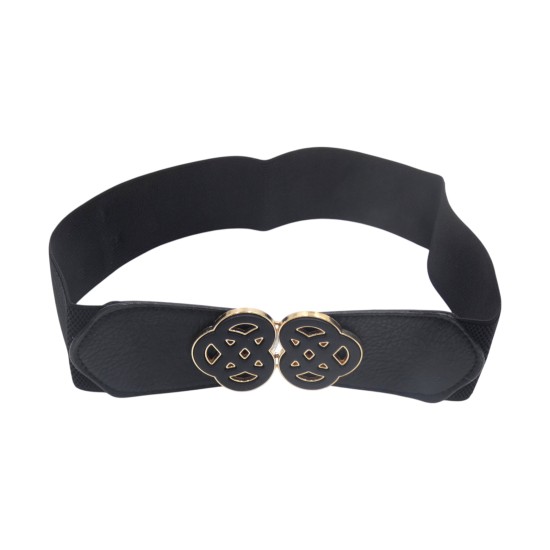 Γυναικεία ελαστική φαρδιά μαύρη ζώνη με σχέδιο στον τοκά ()