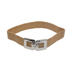 Γυναικεία ελαστική ψάθινη ζώνη με μεταλλικό τοκά