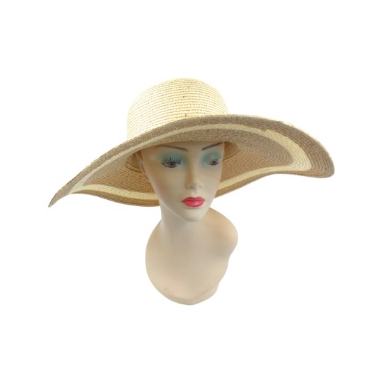 Γυναικείο καπέλο ψάθινο με πούλιες, φιόγκο και χάντρες ()