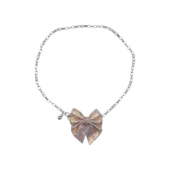 Γυναικεία ζώνη αλυσίδα με στρας φιόγκο ροζ ()