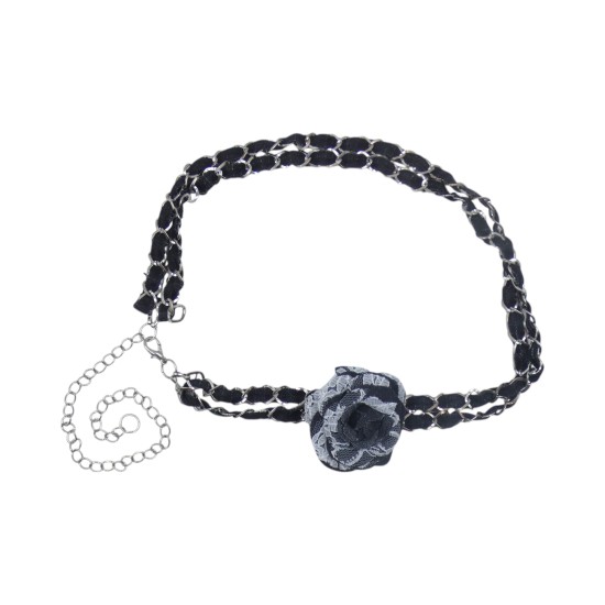 Γυναικεία ζώνη αλυσίδα με τζιν μαύρο λουλούδι ()