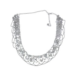 Γυναικεία ζώνη αλυσίδα με φλουριά ασημί