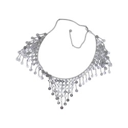 Γυναικεία ζώνη αλυσίδα με φλουριά ασημί