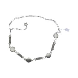 Γυναικεία ζώνη αλυσίδα ασημί ματ με λεπτομέρεια