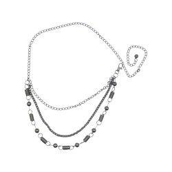 Γυναικεία ζώνη αλυσίδα ασημί με λεπτομέρεια