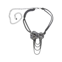 Γυναικεία ζώνη αλυσίδα ασημί με στρας λουλούδι