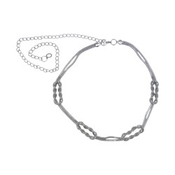 Γυναικεία ζώνη αλυσίδα ασημί με λεπτομέρεια πλεξούδα