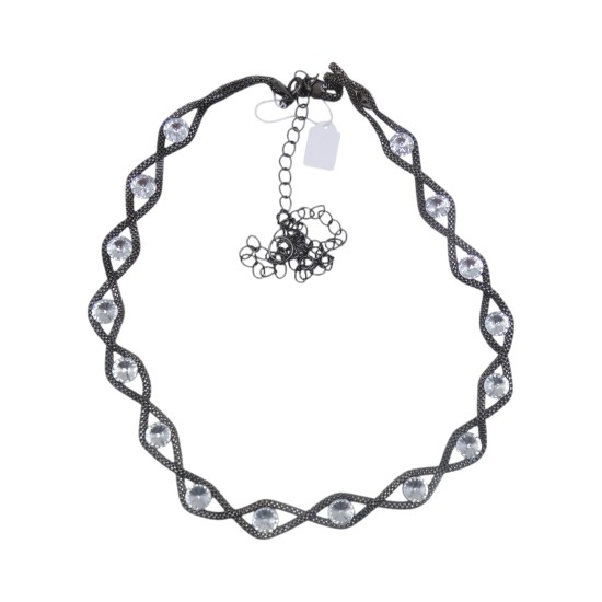 Γυναικεία ζώνη αλυσίδα μαύρο νίκελ με στρας πέτρα ()