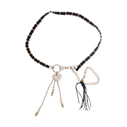 Γυναικεία ζώνη αλυσίδα με λεπτομέρεια στρας και σουέτ δερματίνη