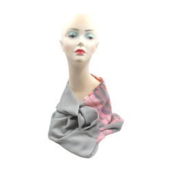 Γυναικεία εσάρπα ύφασμα γάζα ριγέ ροζ γκρι 1,90 x 0.70 m