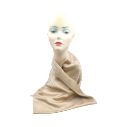 Γυναικεία εσάρπα μπεζ με χρυσοκλωστή και σχέδιο εμπριμέ 1,90 x 0.70 m