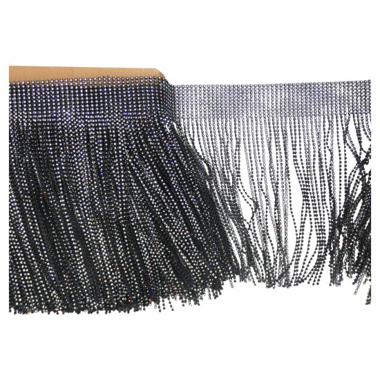 Εντυπωσιακό κρόσσι μαύρο με στρας 25 cm ()