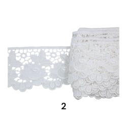 Κυπούρ δαντέλα σχέδιο λουλούδια σε άσπρο και μαύρο χρώμα 8 cm