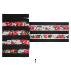 Λάστιχο με σχέδιο τριαντάφυλλα σε μαύρο και λευκό 8.5 cm
