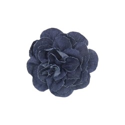Μπουτονιέρα τζιν μπλε σχήμα λουλουδιού 3D με καρφίτσα 14cm