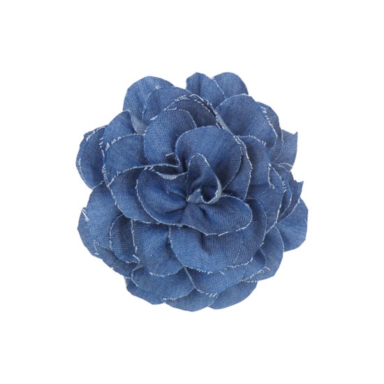 Μπουτονιέρα τζιν σχήμα λουλουδιού 3D με καρφίτσα 14cm ()