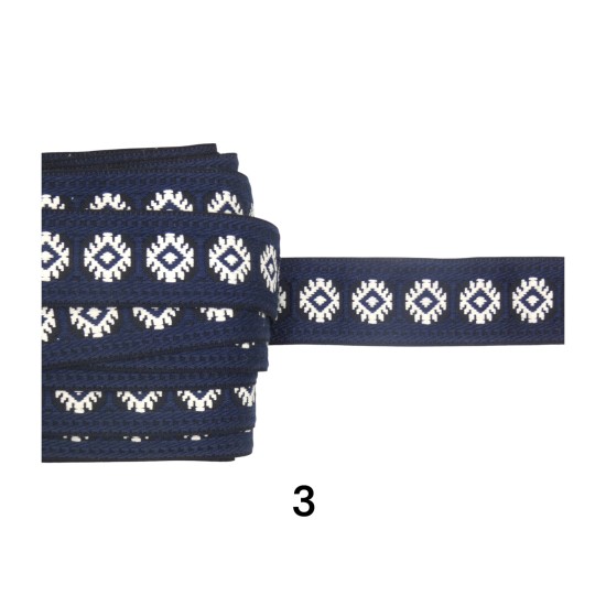 Τρέσα κεντημένη στυλ boho σε 4 χρώματα 3,5cm (107625)