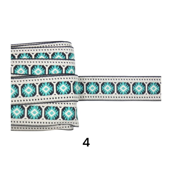 Τρέσα κεντημένη στυλ boho σε 4 χρώματα 3,5cm (107626)