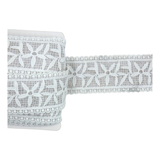 Κυπούρ δαντέλα με ασημί λάμψη 5 cm ()