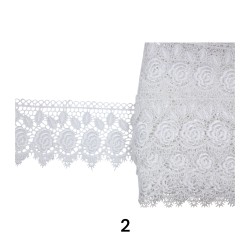 Κυπούρ δαντέλα με σχέδιο λουλούδια σε κόκκινο και λευκό χρώμα 7cm 