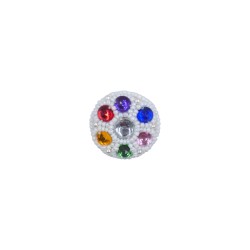 Κουμπί μόδας με πολύχρωμες στρας πέτρες και λευκές χάντρες 2,8 cm
