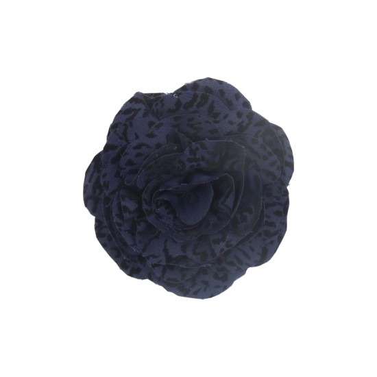 Μπουτονιέρα σκούρο μπλε λεοπάρ σχήμα λουλουδιού 3D με καρφίτσα 14cm ()