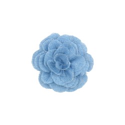 Μπουτονιέρα τζιν σχήμα λουλουδιού 3D με καρφίτσα 14cm