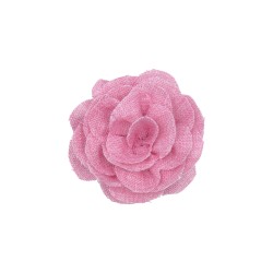 Μπουτονιέρα ροζ τζιν σχήμα λουλουδιού 3D με καρφίτσα 14cm