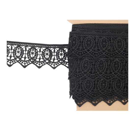 Βαμβακερη δαντέλα τύπου λασέ  5,5cm σε μαύρη ()