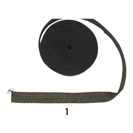 Ιμάντας μαύρος με χρυσοκλωστή σε 2 χρώματα ασημί και χρυσό 3 cm ()