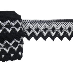Βαμβακερή Δαντέλα μαύρη με λευκό 5,50 cm