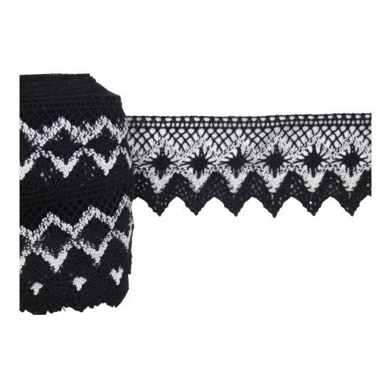 Βαμβακερή Δαντέλα μαύρη με λευκό 5,50 cm ()