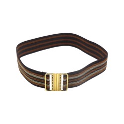 Ελαστική ζώνη γκοφρέ με χρυσοκλωστή και μεταλλικό κούμπωμα