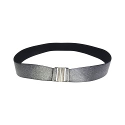 Ελαστική ζώνη με ασημί χρυσοκλωστή και μεταλλικό κούμπωμα