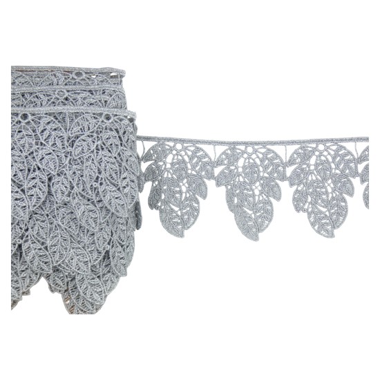 Δαντέλα λασέ μηχανής ασημι 8cm  ()