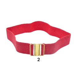 Ελαστική ζώνη τύπου ψάθινη κόκκινη με μεταλλικό κούμπωμα σε 3 χρώματα