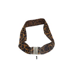 Ελαστική ζώνη λεοπάρ με μεταλλικό κούμπωμα σε 2 χρώματα