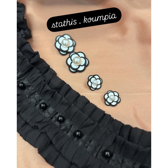 Κουμπιά μόδας σχέδιο λουλούδι με πέρλα ()