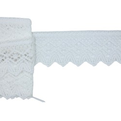 Δαντέλα λευκή βαμβακερή με τελείωμα μύτη 5cm