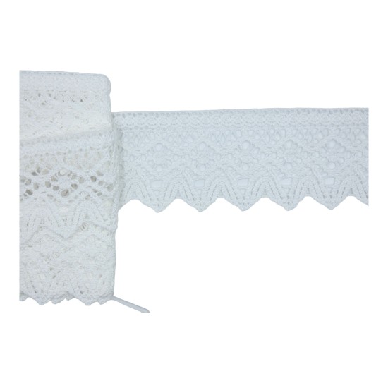 Δαντέλα λευκή βαμβακερή με τελείωμα μύτη 5cm ()