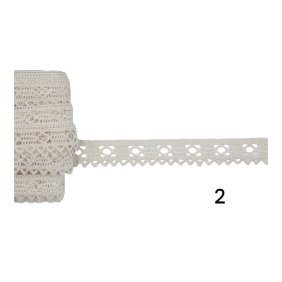 Δαντέλα στενή βαμβακερή 1.5cm Μπεζ (100082)