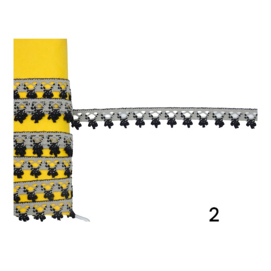 Δαντέλα βαμβακερή γκρι σε 5 χρώματα 1cm (103660)