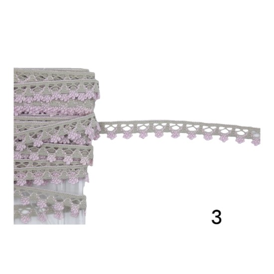 Δαντέλα βαμβακερή γκρι σε 5 χρώματα 1cm (103661)