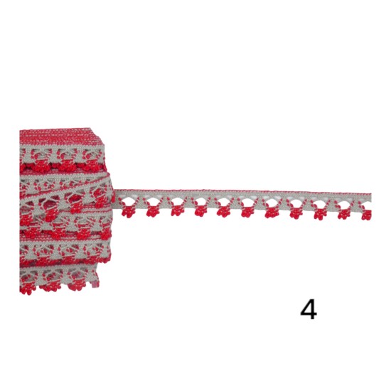 Δαντέλα βαμβακερή γκρι σε 5 χρώματα 1cm (103662)