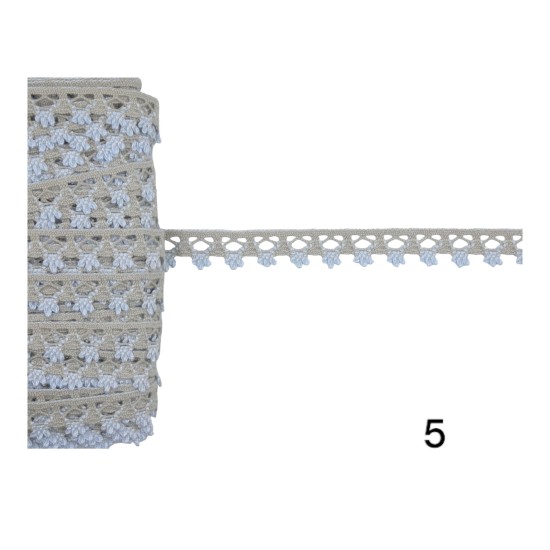 Δαντέλα βαμβακερή γκρι σε 5 χρώματα 1cm (103663)