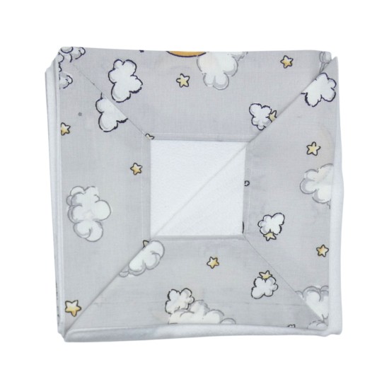 Χειροποίητη Πάνα πικέ με φάσα και σχέδιο λαγουδάκι με σύννεφα (90 x 90 cm) ()