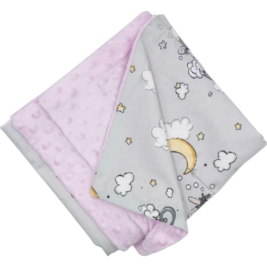 Κουβερτάκι μπεμπέ μίνκυ ροζ με βαμβακερό ύφασμα 1 x 1 m ()